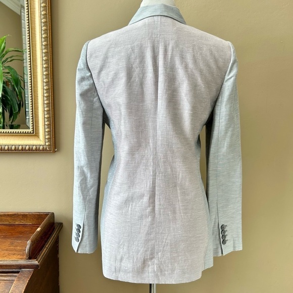 Rebecca Taylor Slub Linen Blend Gray and Pink Double Breasted Blazer Size 10 - Picture 9 of 16
